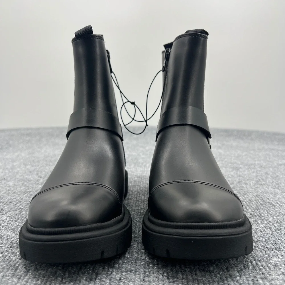 Art Class Crosby Ankle Boots Girls Kid‎ Size 1 Black Harness Moto School NWT